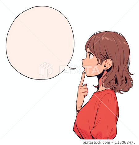 穿紅衣服的女人和意見演講泡沫 113068473