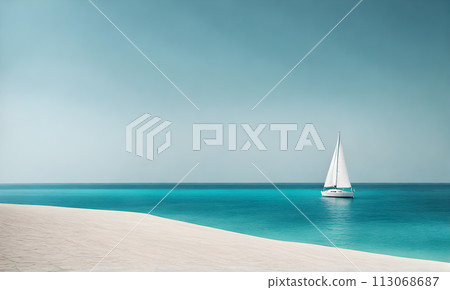 Azure ocean sailboat scene 113068687