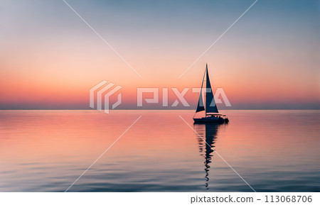 Azure ocean sailboat scene 113068706