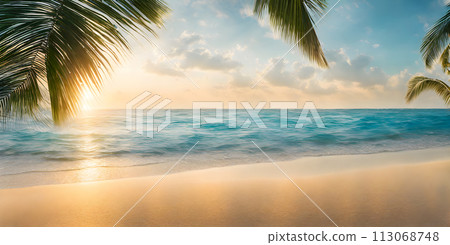 Tranquil Azure Ocean Beach Scene 113068748