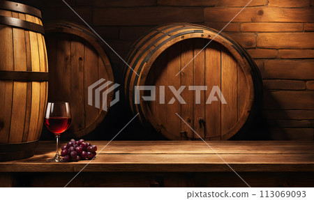 Rustic wooden table with wine glass Rustic wooden table with wine glass 113069093