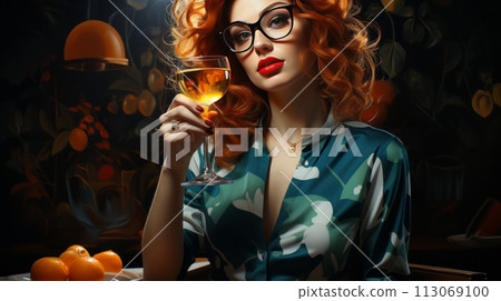 Girl with Wine 113069100