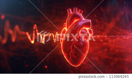 Digital generated heart shape with pulse trace 113069265
