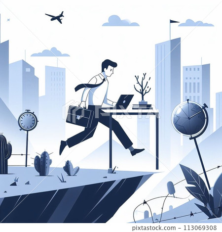 A man working on a computer at work 113069308