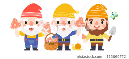 Garden Gnome and Woman cartoon, Gardening and Spring, Garden tools and decor collection Garden Gnome and Woman cartoon, Gardening and Spring, Garden tools and decor collection 113069752