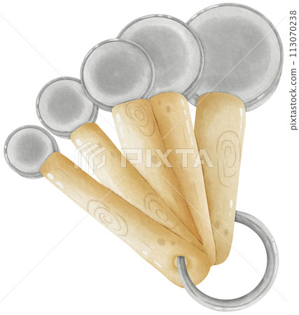 Stainless Wooden Handle Measuring Spoons for Kitchen Baking Cooking 113070238