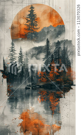 Autumn's Embrace Serene View of Fall Foliage Through Forgotten Windows Autumn's Embrace Serene View of Fall Foliage Through Forgotten Windows 113070326