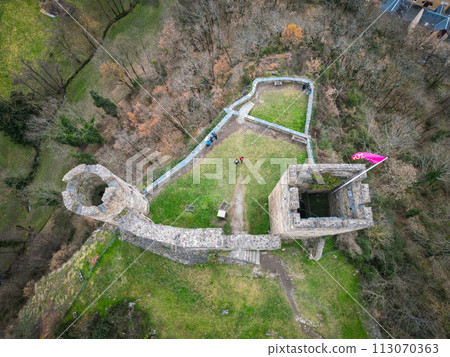 France, Hautes-Pyrenees, Gave de Pau, Luz-Saint-Sauveur, medieval castle of Sainte-Marie, 10th 113070363