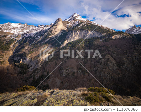 Sunset over the Pyrenees mountains near Gavarnie 113070366