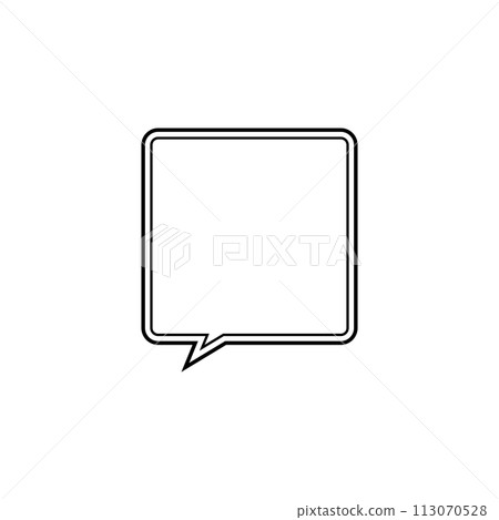 Simple monochrome square speech bubble_double line_left-facing single item Simple monochrome square speech bubble_double line_left-facing single item 113070528