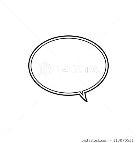Simple monochrome oval speech bubble_double line_right facing single item 113070531