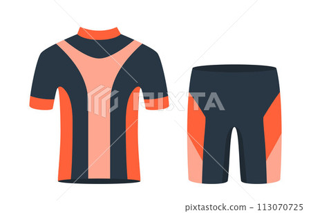 Cycling T shirt and shorts. Cycling sports uniform. Vector illustration. 113070725