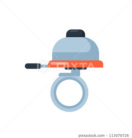 Bicycle bell icon in flat style. Transportation sport cycling ride ring sign sound. Vector illustration. Bicycle bell icon in flat style. Transportation sport cycling ride ring sign sound. Vector illustration. 113070726
