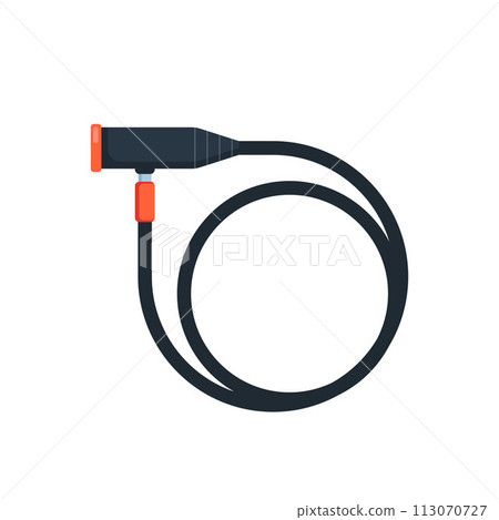 Bicycle wired padlock. Bike lock accessory. Vector illustration isolated on white. 113070727