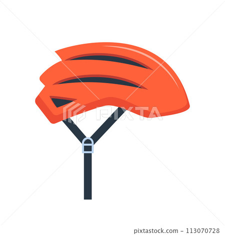 Red bicycle helmet isolated on white background. Vector illustration. Red bicycle helmet isolated on white background. Vector illustration. 113070728