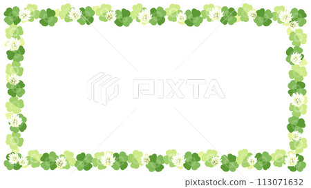 四葉草和白三葉草花框（方形），長寬比16:9 113071632