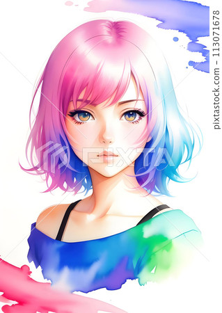 Nice girl. Imitation of painting. Stylized illustration. Nice girl. Imitation of painting. Stylized illustration. 113071678