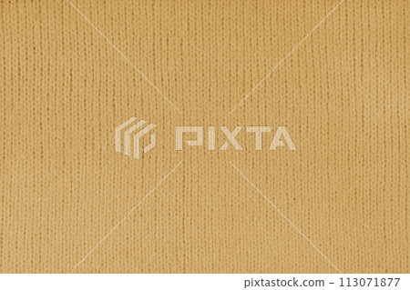 Yellow knitted woolen jersey fabric, sweater, pullover texture, abstract background 113071877