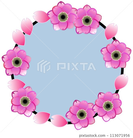 Circular frame with cherry blossoms Circular frame with cherry blossoms 113071956