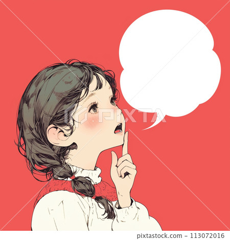 Picture book girl, thoughts, and speech bubbles 113072016