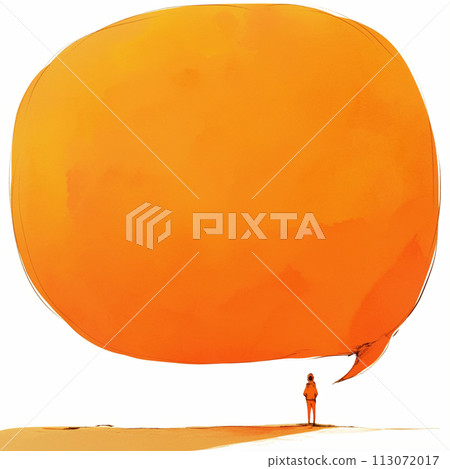 Man in hoodie and big orange speech bubble 113072017