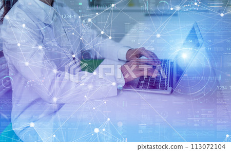 Portraits of medical and research workers wearing white coats Portraits of medical and research workers wearing white coats 113072104