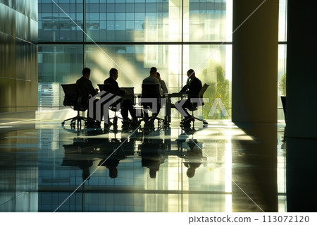 office workers at the table discussing business affairs office workers at the table discussing business affairs 113072120
