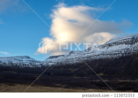 Beginning of sunset at Westfjords, Iceland 113072353
