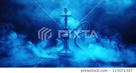 modern smoky hookah on background of shisha smoke 113072387