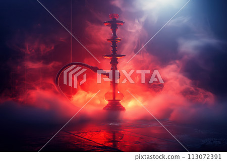 hookah on dark background of shisha smoke hookah on dark background of shisha smoke 113072391