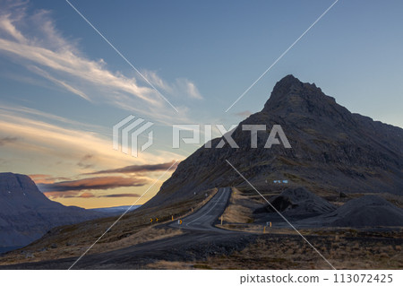 Beginning of sunset at Westfjords, Iceland 113072425