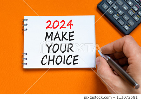 2024 Make your choice symbol. Concept words 2024 Make your choice on beautiful white note. Beautiful orange background. Voter hand. Calculator. Business 2024 Make your choice concept. Copy space 2024 Make your choice symbol. Concept words 2024 Make your choice on beautiful white note. Beautiful orange background. Voter hand. Calculator. Business 2024 Make your choice concept. Copy space 113072581