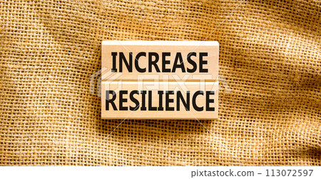 Increase resilience symbol. Concept word Increase resilience typed on wooden blocks. Beautiful canvas table canvas background. Business and increase resilience concept. Copy space. Increase resilience symbol. Concept word Increase resilience typed on wooden blocks. Beautiful canvas table canvas background. Business and increase resilience concept. Copy space. 113072597