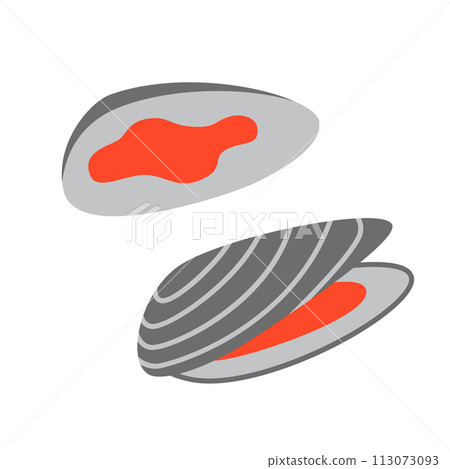 Oyster with shell, Seafood reastaraunt raw snack, cartoon style. Vector illustration isolated on white background, hand drawn, flat design Oyster with shell, Seafood reastaraunt raw snack, cartoon style. Vector illustration isolated on white background, hand drawn, flat design 113073093