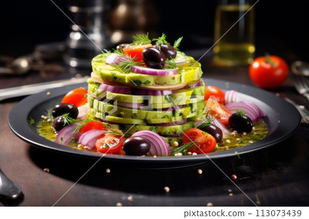 delicious Olivier in a beautiful plate 113073439