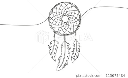 Self draw continuous line dream catcher mystery symbol Self draw continuous line dream catcher mystery symbol 113073484