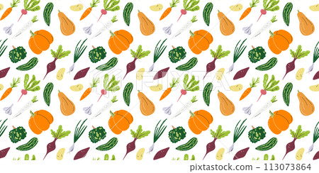 Nightshade family seamless pattern potato and beet Nightshade family seamless pattern potato and beet 113073864