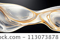 AI-generated content. Beautiful golden three-dimensional sculptural shape. Abstract composition inspiration of 3d graphic. Concept of energy, dynamic themes. Trendy soft blur effect. Best for yours 113073878