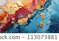 AI-generated content. Trendy metallic original mixed media background. Abstract artwork style, inspired by vintage textures. Luxury abstract background and wallpaper. Contemporary trendy poster, cover 113073881
