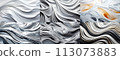 AI-generated content. Sculptural liquid waves abstract composition. Three-dimensional effect. Background for landing, template or presentation. Inspiration of 3d art. Contemporary trendy header 113073883