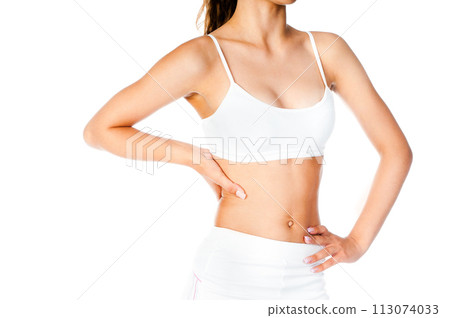 perfect female body isolated on white background 113074033