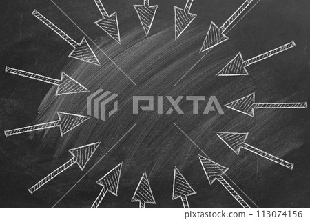 Arrows pointing to the center Arrows pointing to the center 113074156