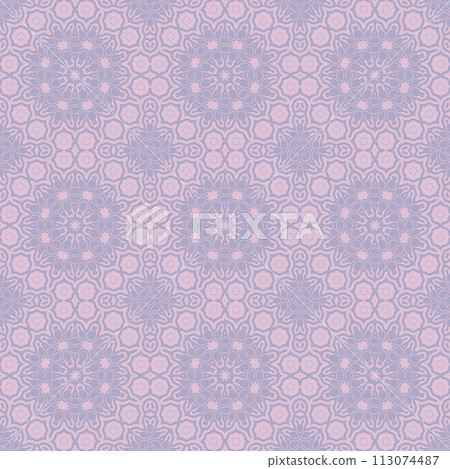 Elegant very beautiful purple and white seamless pattern. Ornamental style tribal ethnic background Elegant very beautiful purple and white seamless pattern. Ornamental style tribal ethnic background 113074487