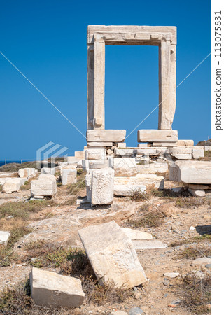 Remains of Portara gate of the Temple of Apollo at Naxos island in the Cyclades Greece Remains of Portara gate of the Temple of Apollo at Naxos island in the Cyclades Greece 113075831