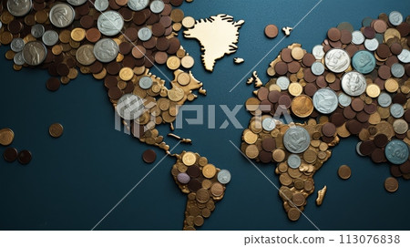Coin World Map: Wealth Across Continents Ai generated Coin World Map: Wealth Across Continents Ai generated 113076838