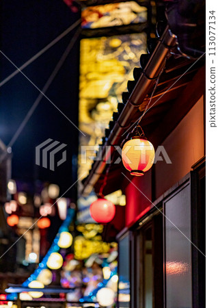 夜燈和屋簷下的燈籠 113077134