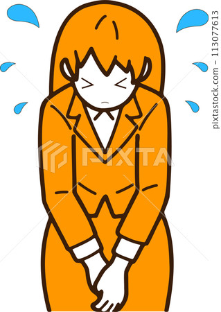 Business woman holding back the toilet 113077613