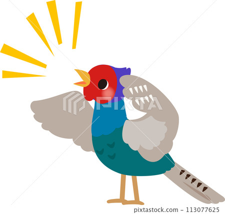 一隻歌唱的雄性雉雞的變形插圖 113077625