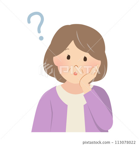 一位資深女性感到懷疑的向量圖 一位資深女性感到懷疑的向量圖 113078022
