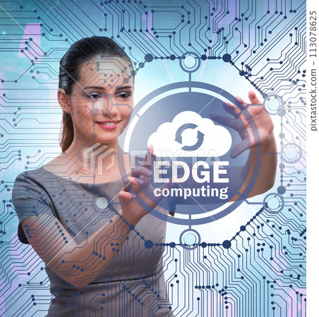 Businessman in edge and fog computing concept 113078625